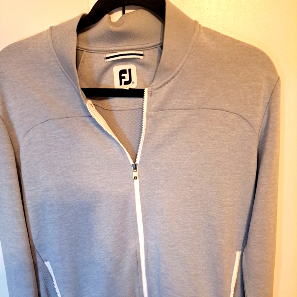 Footjoy Mens Medium Gray Golf Full Zip Polyester Jacket cardigan